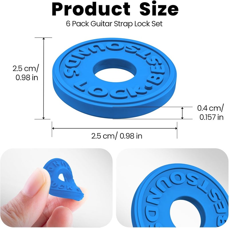 BestSounds Guitar Strap Blocks, 6PCS Premium Silicone Safety Locks (Blue) - Image 5